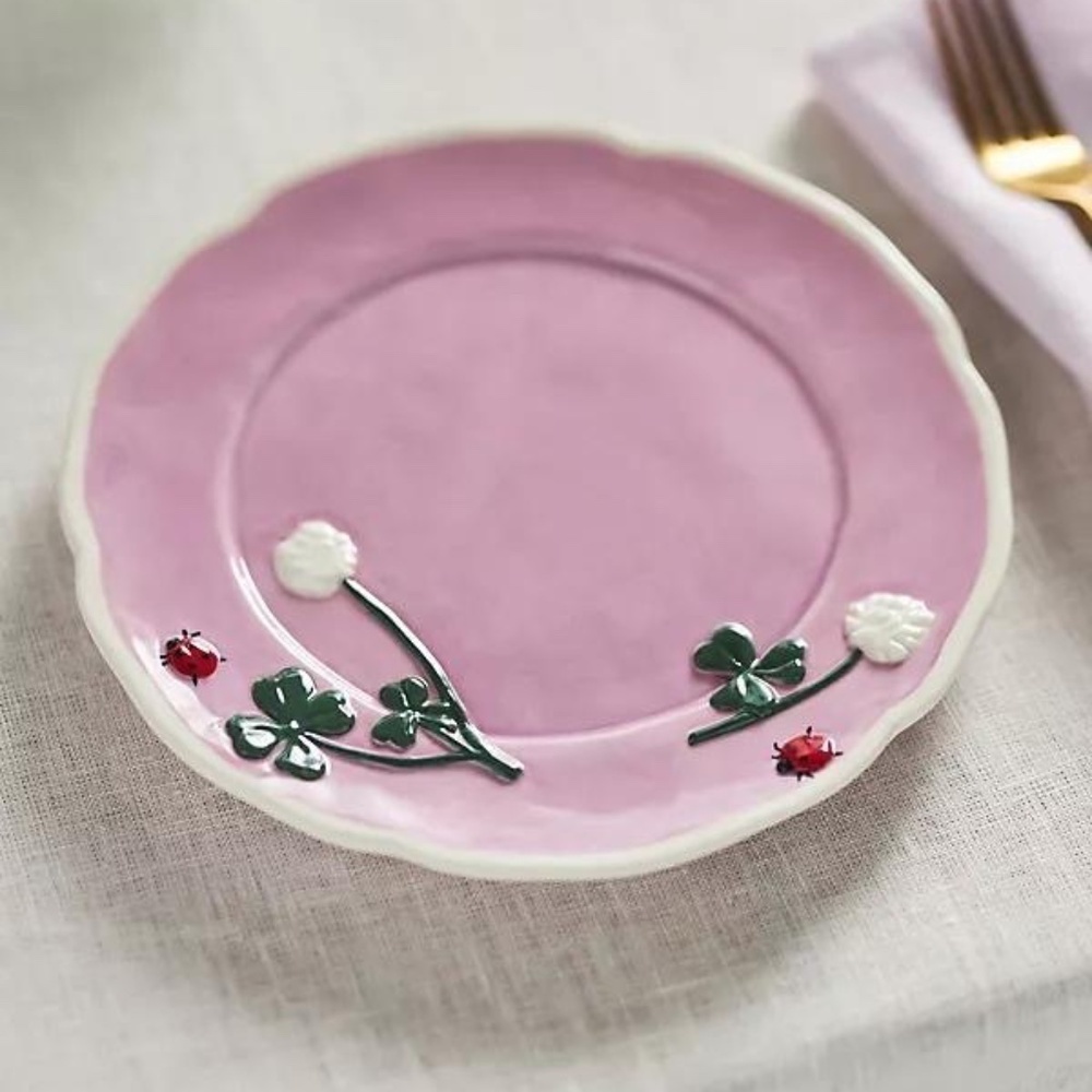 NWT  Set of 4 Anthropologie Faye Dessert Plates Lilac